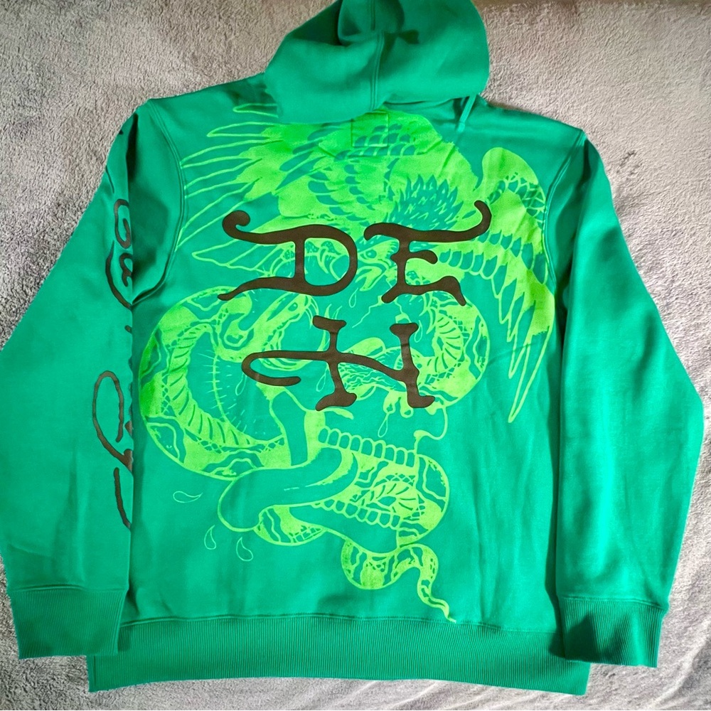 Ed Hardy Cobra Ace Hoodie Sweatshirt Size Large Green - Picture 14 of 14